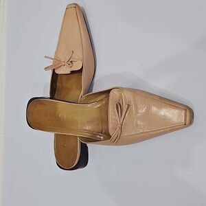 Gucci Vintage Leather Bow Mule Flats in Pink Size 7.5